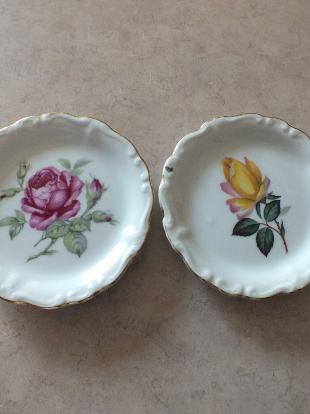 Pair of Gloria Floral Butter Pat Dishes
